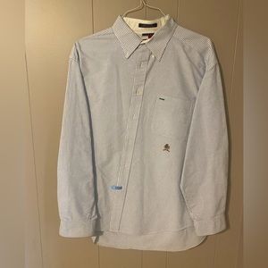 Tommy Hilfiger XL Long Sleeve Dress Shirt Blue/White Stripe